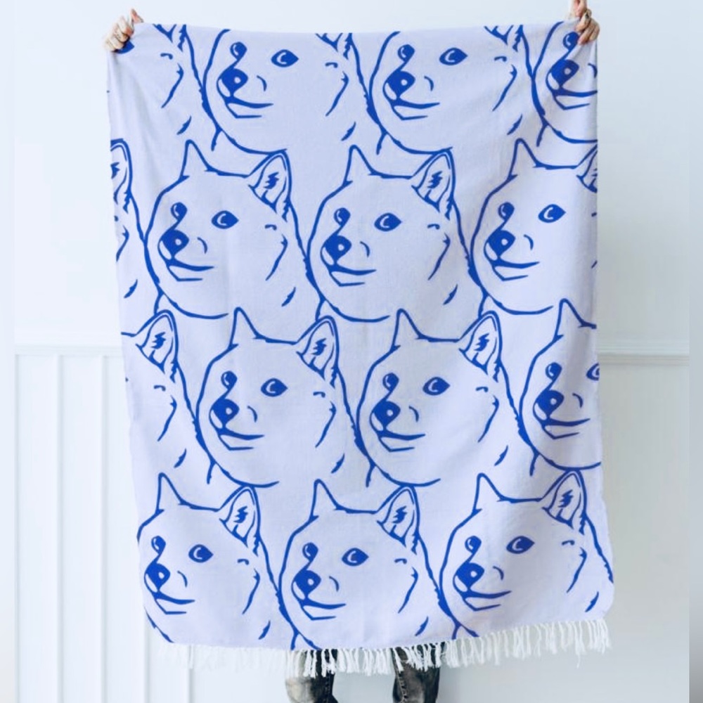 Towel | Husky pattern, oversized double sided bath towel, Royal blue